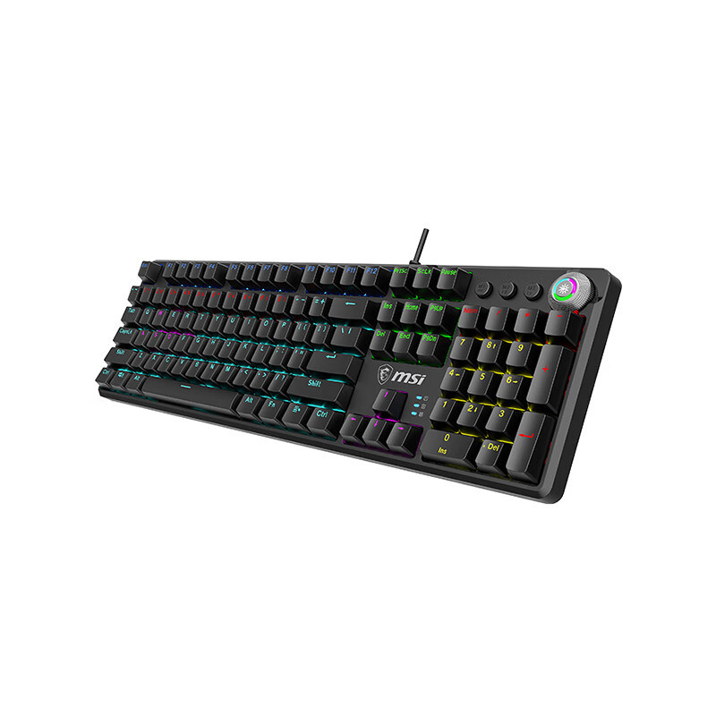 微星GK50Z V2青轴/红轴RGB白色104/87键电脑办公游戏机械电竞键盘
