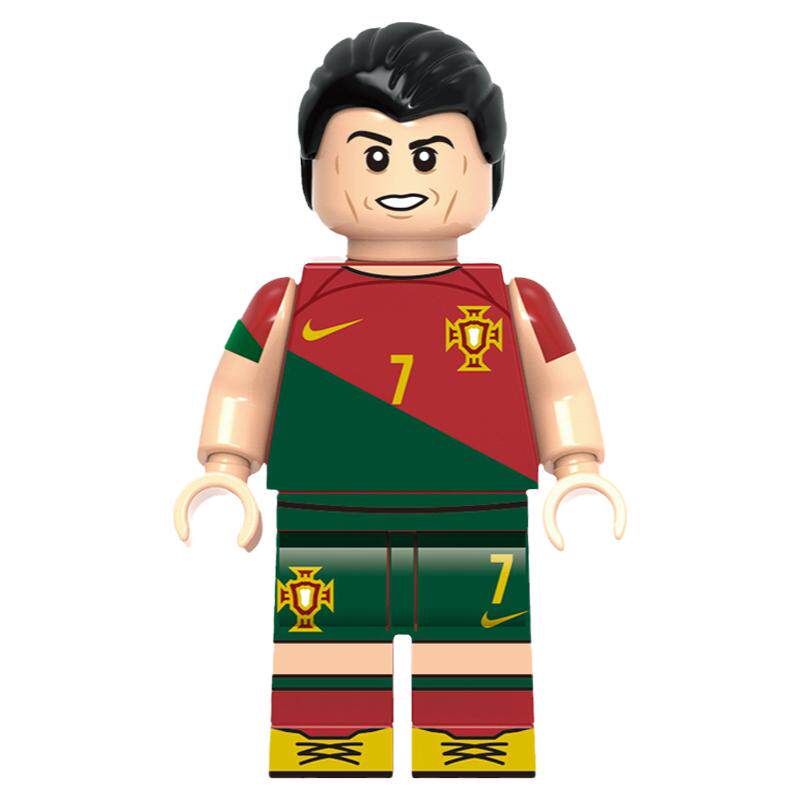 世界杯足球明星C罗梅西内马尔益智第三方拼装积木人仔男孩玩具