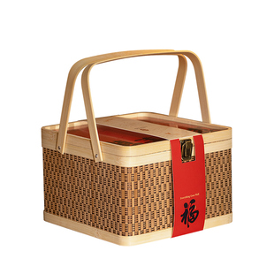 2026马年新年礼盒包装中式竹篮手提春节年货礼品盒空盒子高档送礼