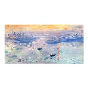 手绘油画莫奈日出印象画纯手工客厅玄关装饰画风景挂画抽象艺术画