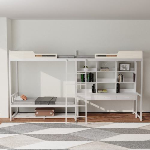 13上床下桌公寓床双层学校宿舍单人钢制简约员工加厚金属铁床学生