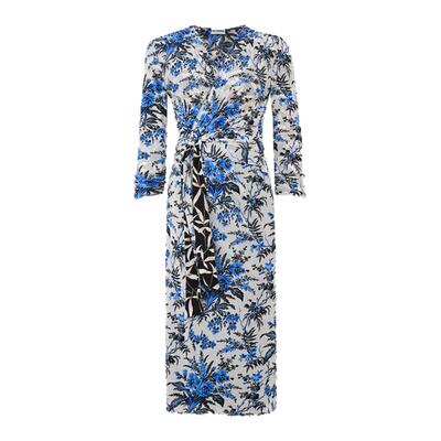 [双面穿]DVF2026春夏新款双面印花裹身裙弹力网纱连衣裙DW1U006