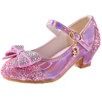 女童蝴蝶结公主高跟鞋