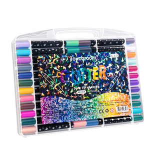 双头双色闪光马克笔软头水彩笔小学生美术专用画画笔荧光笔带闪粉儿童珠光笔勾线亮晶晶彩色笔流沙闪闪发光笔