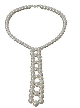 复古轻奢长款编织珍珠领带项链女