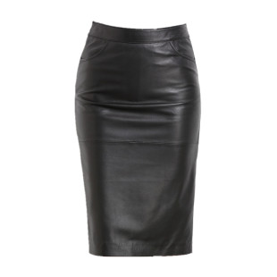 2025新款秋冬真皮小皮裙中长款开叉绵羊皮包臀一步裙高腰长裙女