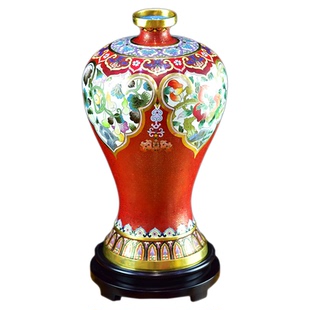 北京珐琅景泰蓝花瓶15寸多子多福石榴梅瓶纯手工紫铜胎掐丝工艺品