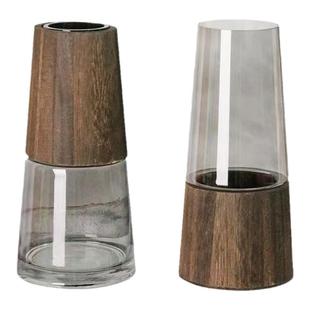 ins桌面玻璃花瓶落地南天竹水培器皿龙柳透明装饰品北欧轻奢简约