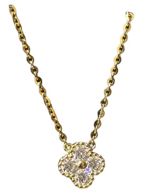 流浪拾光莫桑钻锁骨链四叶草项链