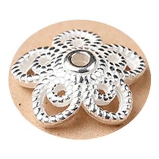 S925银素银镂空花托隔片diy手工银隔片配件手链垫片配饰手串材料