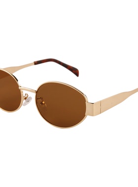 高级感复古金属椭圆太阳眼镜可配