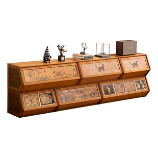 电视柜客厅2025新款家用中古风落地电视机柜子组合小户型实木卧室