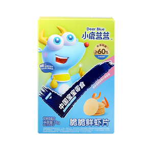 小鹿蓝蓝鲜虾片儿童宝宝零食磨牙饼干送一岁婴幼儿无添加辅食食谱