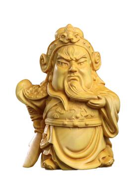 黄杨木雕中式家居茶桌Q版三国人物刘备关羽张飞桃园三结义车摆件