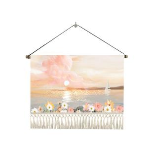 北欧简约花卉餐厅挂画卧室布艺客厅装饰画挂布沙发床头背景墙挂毯