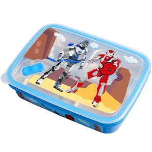 联扣韩国进口小学生饭盒儿童便当盒不锈钢分格餐盘带盖男战神