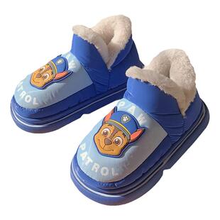 细细条 户外儿童加绒棉鞋女童汪汪队阿奇男童居家保暖ins棉拖鞋冬
