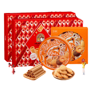 华美零食年货礼盒长辈走亲戚大礼包曲奇饼干蛋黄酥面包新年食品