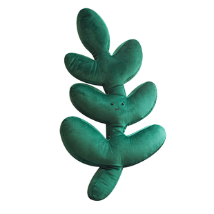 ins北欧风绿植家居毛绒抱枕 异性纯色叶子靠枕沙发客厅拍照装饰