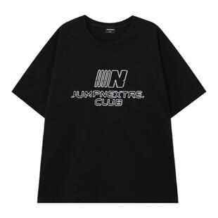 JUMPNEXT 斑驳N字绣花运动情侣美式短袖t恤男女重磅潮牌休闲T恤