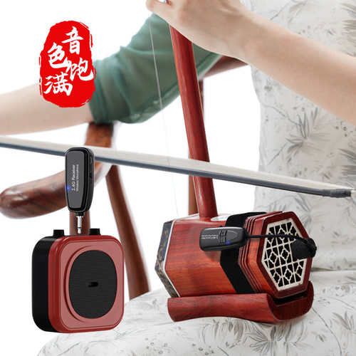 专业二胡拾音器一拖二舞台演出专用音响小话筒2.4G乐器无线麦克风