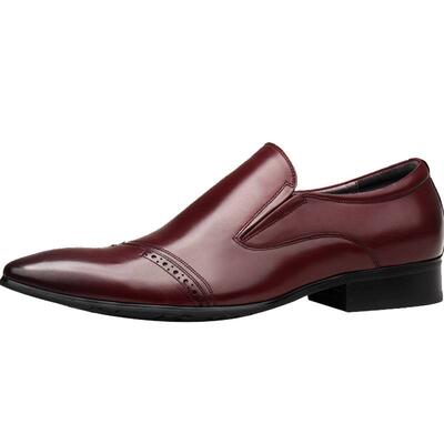 新款商务风一脚蹬潮男尖头皮鞋