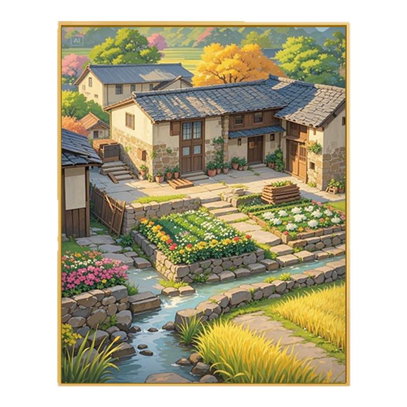 家和万事兴农村满绣十字绣2025新款线绣现代简约自然风光印花绣画