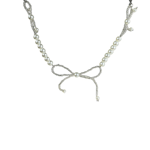 珍珠蝴蝶结项链女小众设计感轻奢冷淡风锁骨链高级感颈链配饰