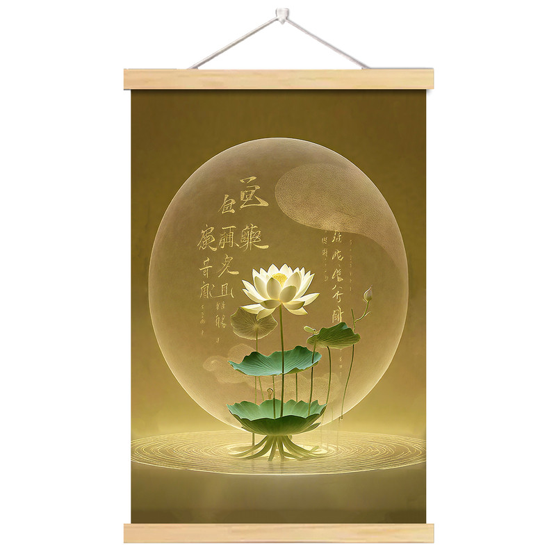 【平台严选】禅意好运莲花荷叶荷花玄关新款新中式装饰挂画自贴画