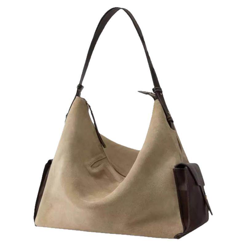 【蒋奇明同款】LUMANNIQI旅行hobo包大容量斜挎麂皮植鞣皮电脑包