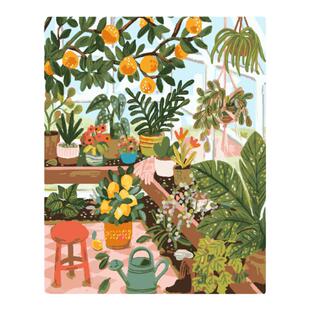 diy数字油画手绘填充马蒂斯田园花卉画客厅多巴胺治愈系装饰挂画