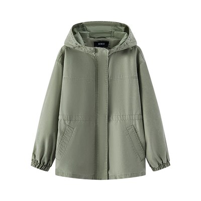 森马收腰宽松中长款牛仔外套女