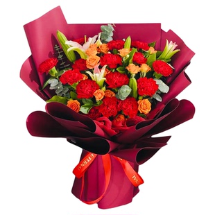 百合鲜花玫瑰混搭花束鲜花速递同城配送女友生日礼物广州北京上海