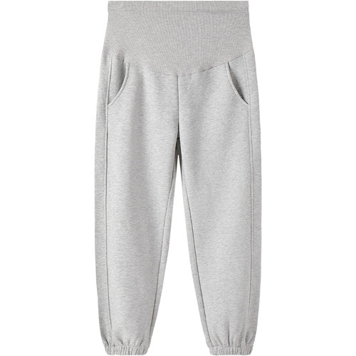 英氏孕妇裤子高腰托腹加绒运动卫裤腰部可调节2025新款秋冬外穿裤