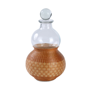 竹丝葫芦酒壶手工竹编玻璃酒瓶水壶高颜值便携随身水杯酒葫芦酒具