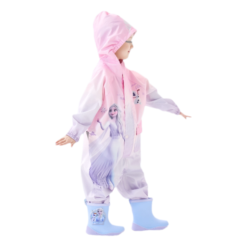 迪士尼新品儿童雨衣连体女童雨衣套装幼儿园宝宝小童全新防水雨服