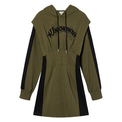 Eptison复古修身连帽卫衣裙