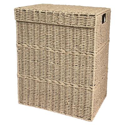 纸绳编织脏衣篮带盖收纳筐衣服玩具储物筐衣物整理收纳篮脏衣篓