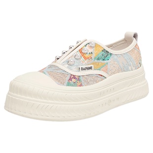 达芙妮厚底板鞋女2026新款夏季薄款网鞋透气网面百搭一脚蹬休闲鞋