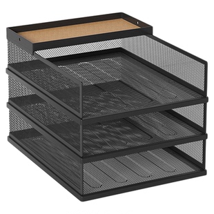 桌面文件架A3A4金属资料架文件框多层文件收纳架办公室文件夹收纳盒书架书立档案办公桌文具用品大全置物架子