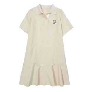 谜底连衣裙短袖女2025夏季新品休闲POLO领合身H型短裙252ML0519