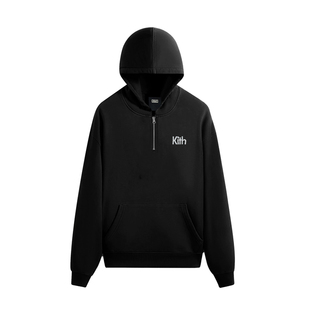 KITH刺绣美潮加绒半拉链连帽卫衣男2025秋冬情侣款落肩宽松帽衫女