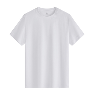 霞湖世家80支纯棉t恤男女夏季防蚊抗菌长绒棉纯色圆领短袖T恤166A