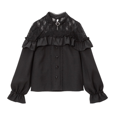 梦展望whip心形蝴蝶结花边衬衫
