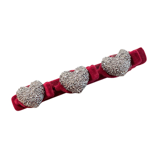 新年红色植绒爱心编发发夹女儿童刘海夹侧边碎发鸭嘴夹子发卡头饰