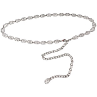 网红新款小香风水钻金属腰链配饰连衣裙裤子简约百搭链条腰带女潮