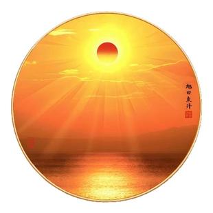 日出东方红太阳圆形挂画客厅玄关墙装饰画走廊旭日东升靠山水壁画