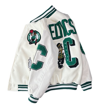 毛呢开衫棒球服外套重工刺绣夹克