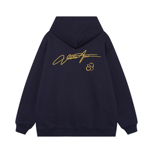 Endweep 前后小花连体字情侣卫衣男女秋款宽松国潮美式连帽衫外套