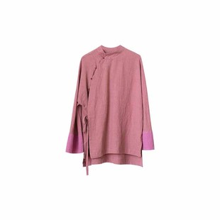 大拙东方美禅意穿搭立领斜襟前短后长天丝苎麻国风衬衫240130